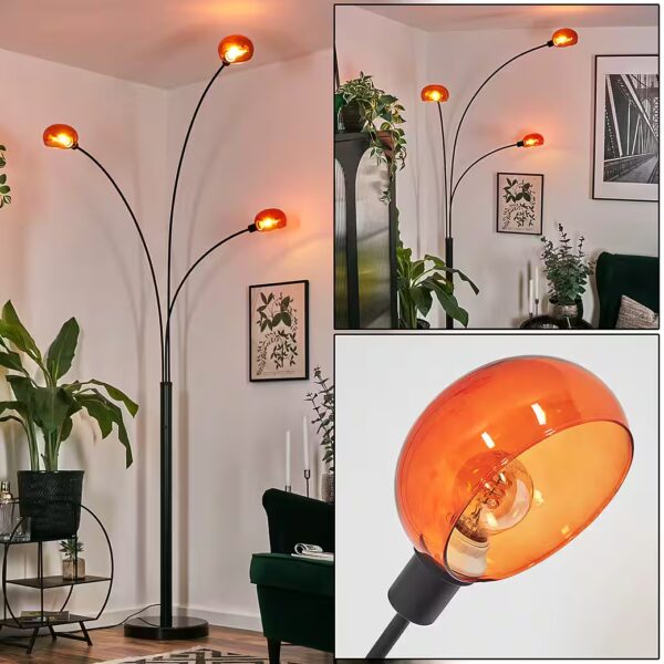 Floor lamp made of metal in black/orange in a retro/vintage design