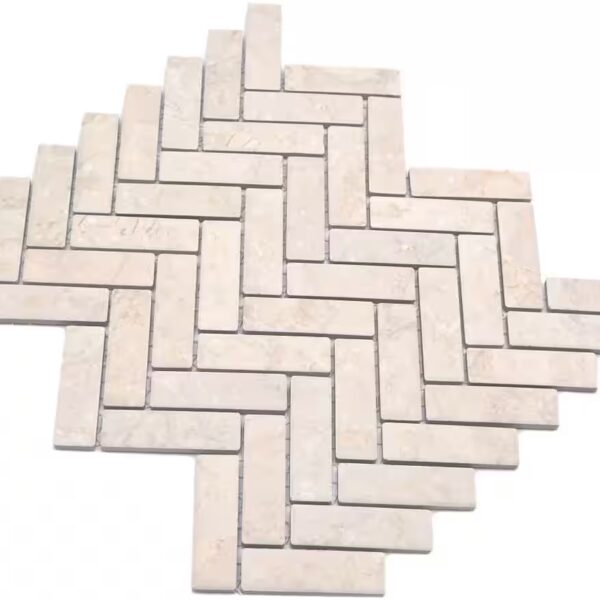 Mosaic tiles herringbone mosaic tile ceramic stone look light beige kitchen