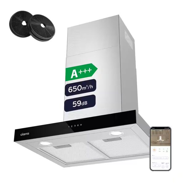 Wall hood CBCS6102 A+++ Cooker hood 60cm 650m³/h WIFI +APP & Touch Control Boost