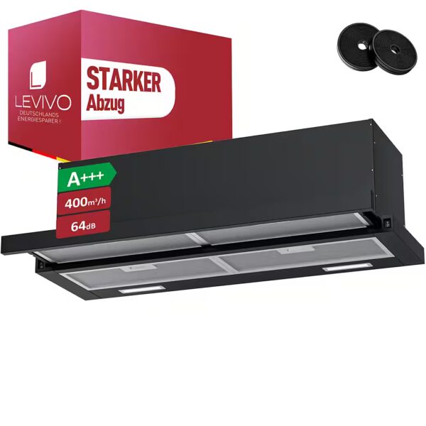 Flat screen hood A+++ 400 m³/h Flat screen hood 90 cm Recirculating & exhaust air