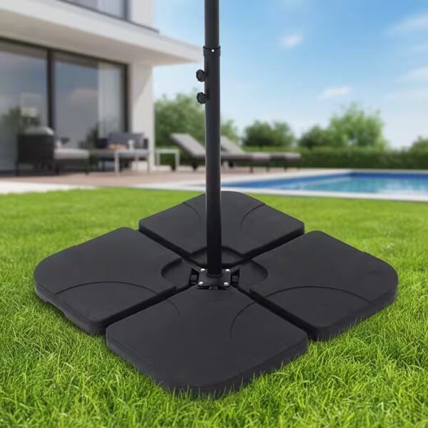 Plastic parasol stand, parasol stand, umbrella holder, umbrella stand, 60 L / 80 kg, set of 4