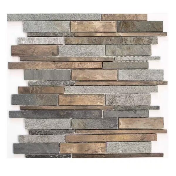 Mosaic tiles, natural stone, copper grey, composite strips, wall tile, mirror