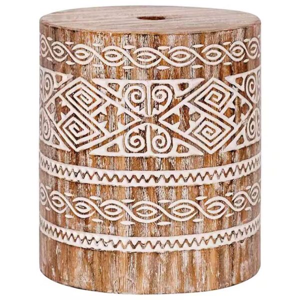 Umbrella holder, parasol stand, white washed, Ø34 x 40 cm, solid wood