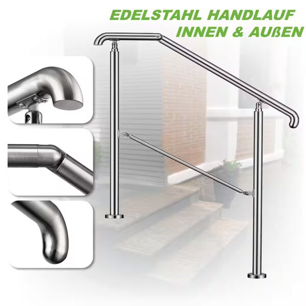 Handrail for 2-5 steps, stainless steel railing, entrance railing for indoor/outdoor use