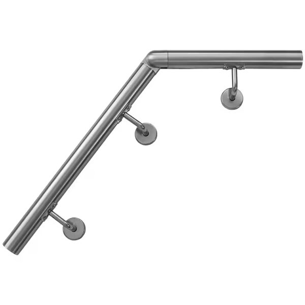 Stainless steel handrail with angle bracket, 50 cm joint connector, railing