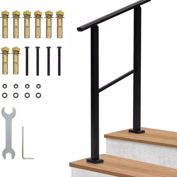 Balustrade railing, 2-step railing for outdoor and indoor steps, steel stair railings