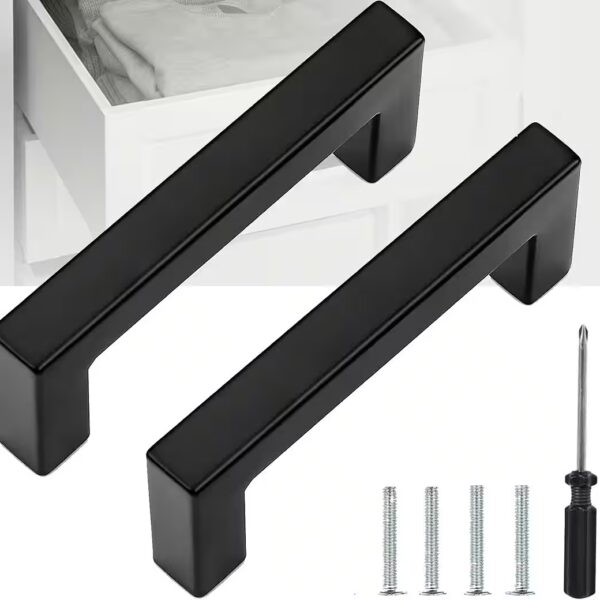 Handrail 2 x 128 mm black handles, complete with screws and mounting tools