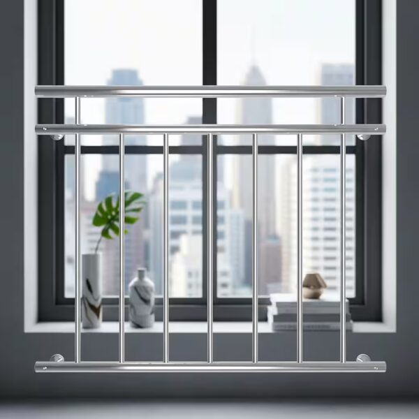 Balustrade railings, balcony railings, window railings, stainless steel silver V2A handrail