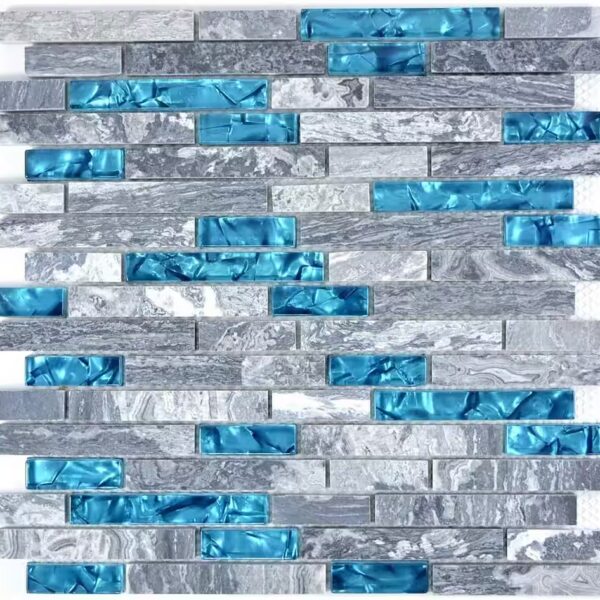 Mosaic tiles, marble, natural stone tiles, glass mosaic, wall tiles, grey, blue
