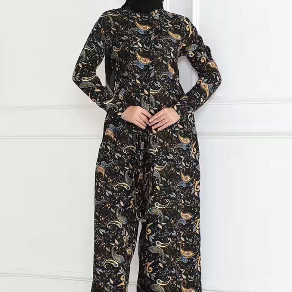 Maxi Dress Patterned Hijab Jumpsuit Dress Black 6112