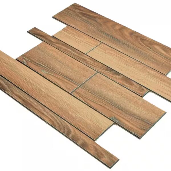 Mosaic tiles, self-adhesive wall panels, wood look, brown kitchen backsplash