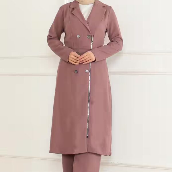 Tunic dress with button detail and zipper, beige suit 19219