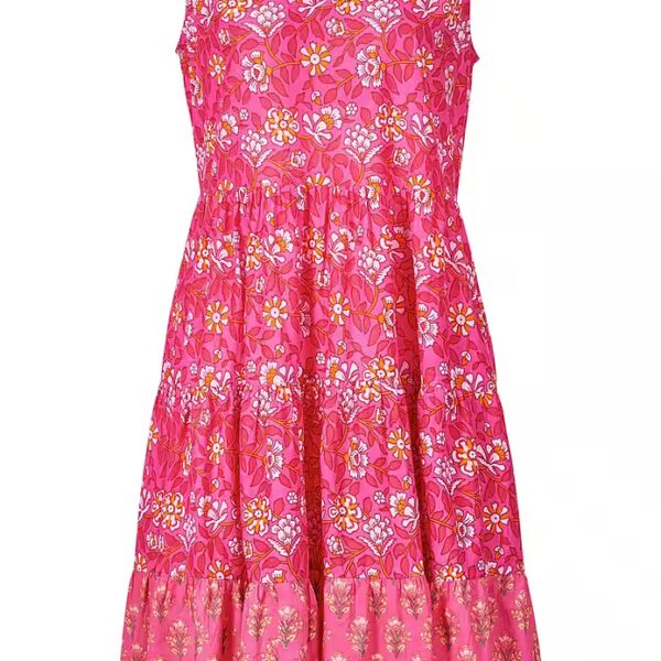 Summer dress, sleeveless midi dress with block print - women's dress made of organic cotton