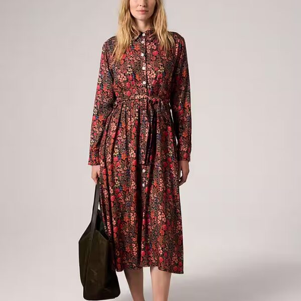 Summer dress for women with a colorful floral print - maxi dress made of fine viscose