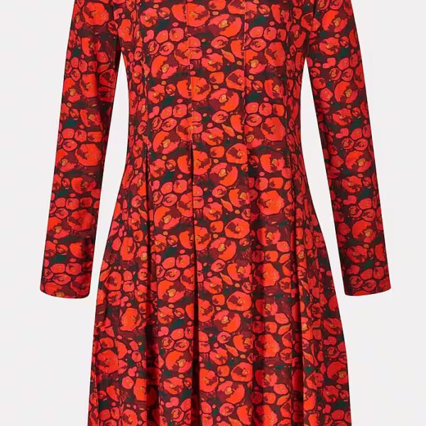 Women's jersey dress with all-over floral print - dress with pockets made from organic cotton