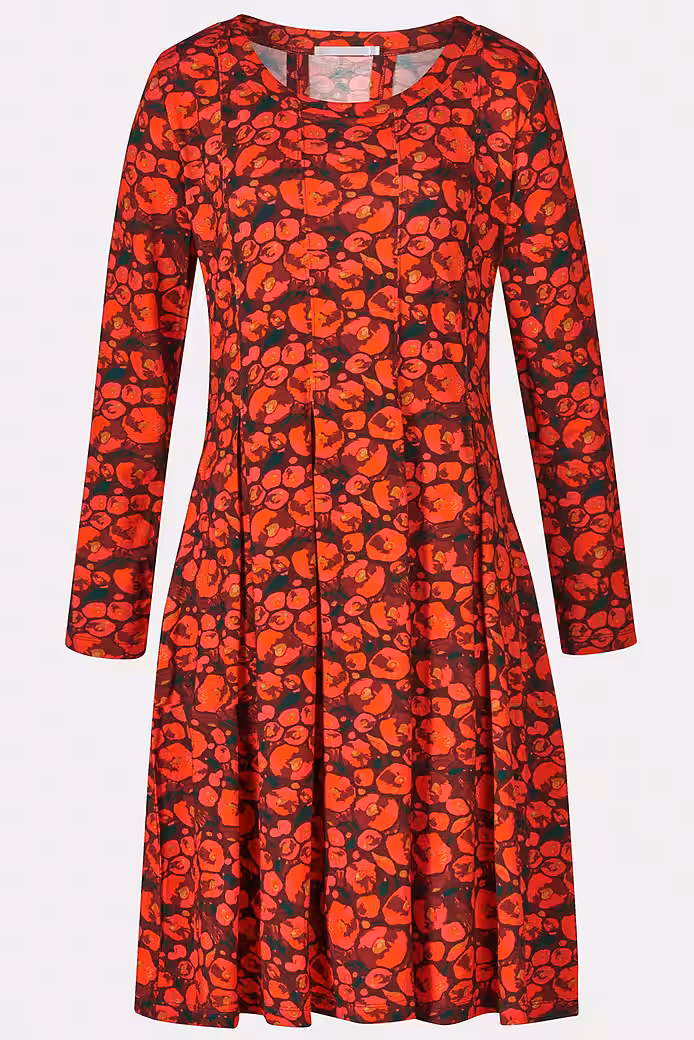 Women's jersey dress with all-over floral print - dress with pockets made from organic cotton
