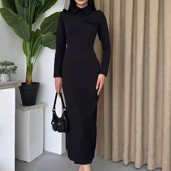 Women's Evening Dress, Flexible Fabric, Fisherman's Collar, Long Sleeve Maxi Evening Dress