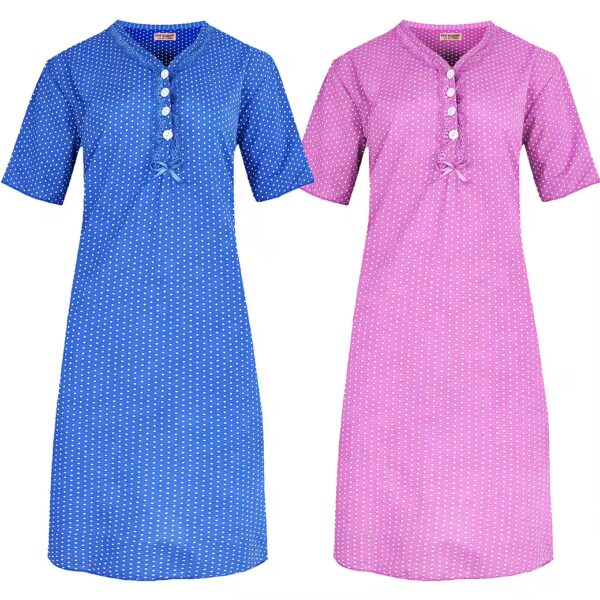 Nightgown 2-Piece Set Deluxe Women's Nightgown Fine Woman Blue uR