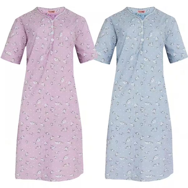 Nightgown 2-Piece Set Deluxe Women's Nightgown Fine Woman Blue uR