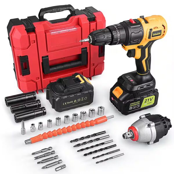 Cordless drill/driver/impact driver, 400 Nm max. Cordless screwdriver set with 3Ah battery