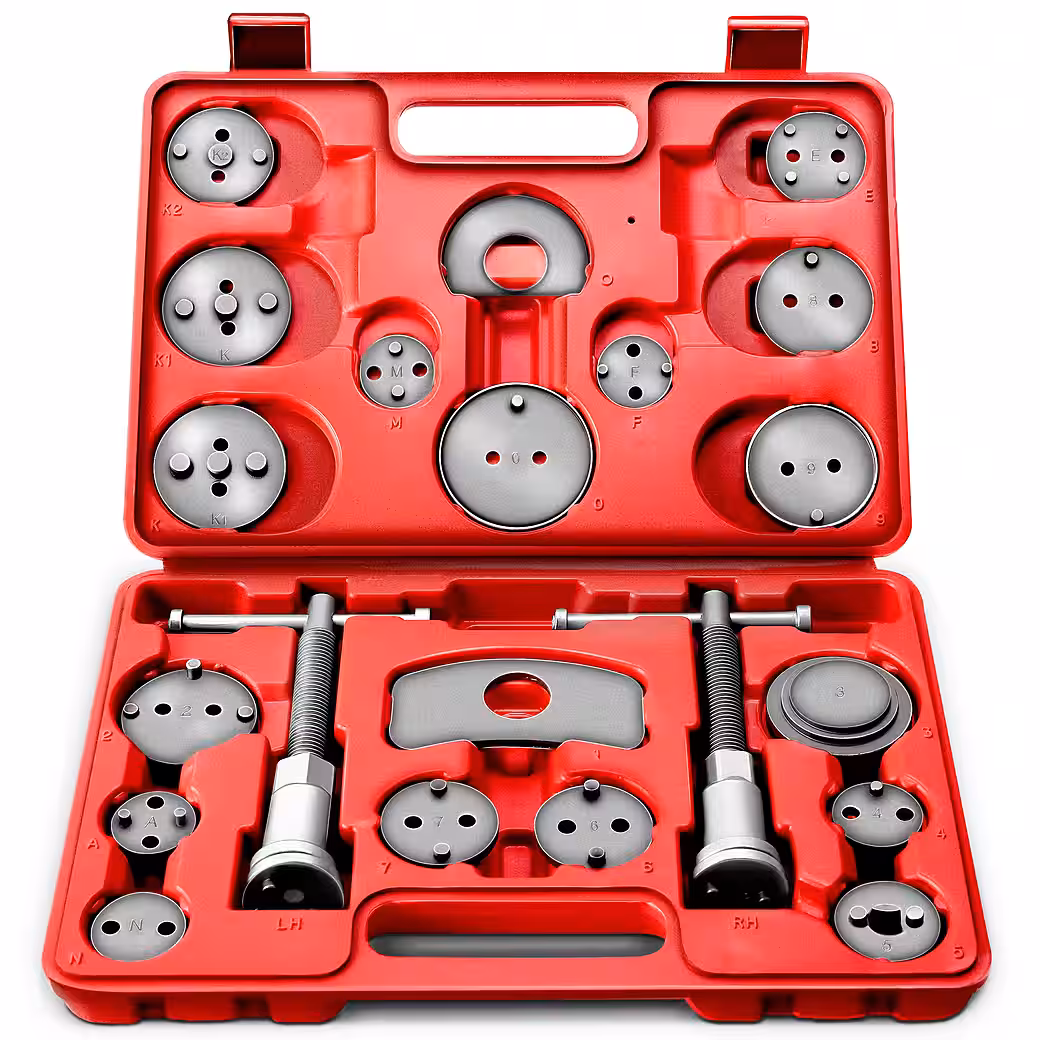 TRESKO 22-piece brake piston rewind tool set, red, brake piston set, piston