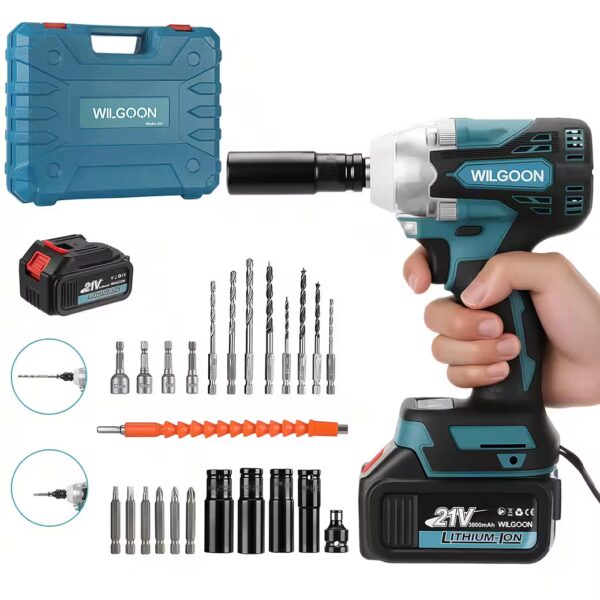 21V Cordless Drill Driver Set, 32 Nm, Fast Charging 3000mAh Batteries, 26 DIY Accessories