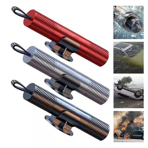 Hammer 3-pack safety hammer seatbelt cutter with test glass