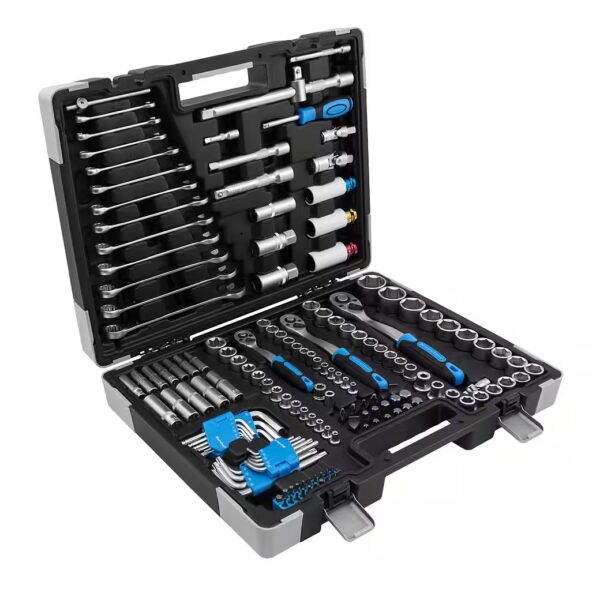 157-piece tool set (157-piece), socket wrench set, 1/4" + 3/8" + 1/2" ratchets, chrome vanadium