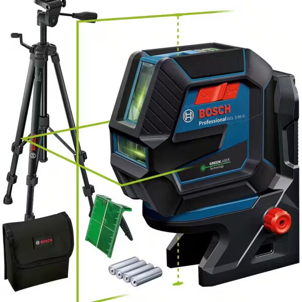 Point and line laser GCL 2-50 G Professional construction tripod set