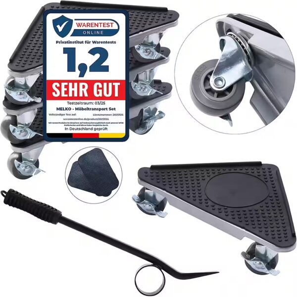 Furniture casters, furniture rollers, transport aid, furniture lifter, 7-piece set, 1050 kg capacity, furniture mover