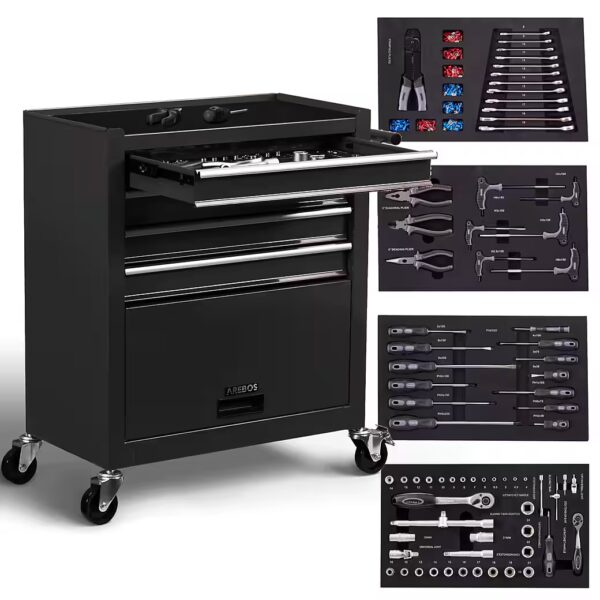 Workshop trolley with 5 compartments, tool trolley, rolling trolley