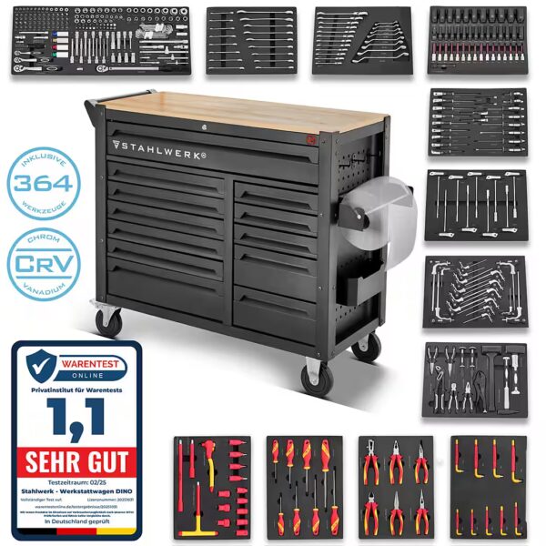 Tool trolley, workshop trolley XXL, assembly trolley, 364 tools CrV