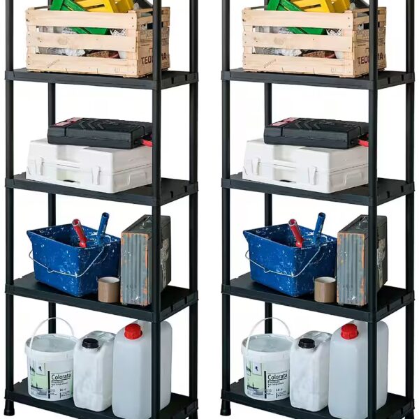 Shelving unit Set of 2, each with 5 shelves, plastic