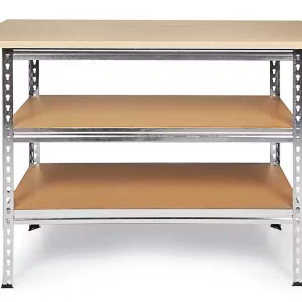 Workbench "Uwe" (1-piece), metal workbench 120 x 60 x 92 (H) cm, worktop 25 mm thick