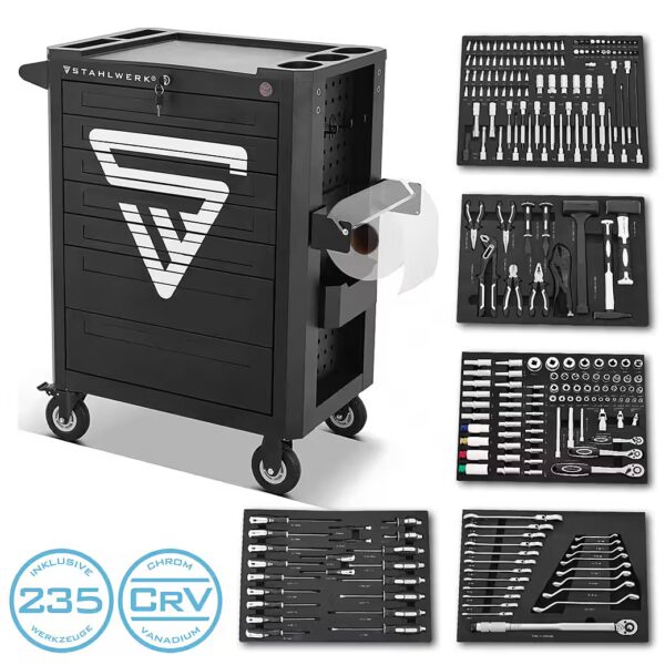 Tool trolley, workshop trolley, SHARK tool trolley, 235 tools