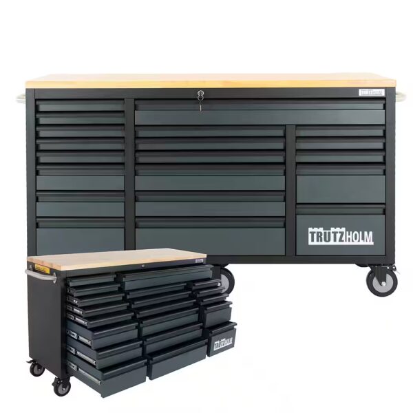 Deluxe XXL workshop trolley, anthracite, unequipped, 160 x 91 cm, 20 drawers, workbench
