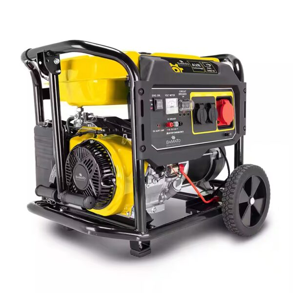 BGE-5400 generator 5.4 kW, (1-piece), AVR generator, chassis, transport handle, copper winding, electric start