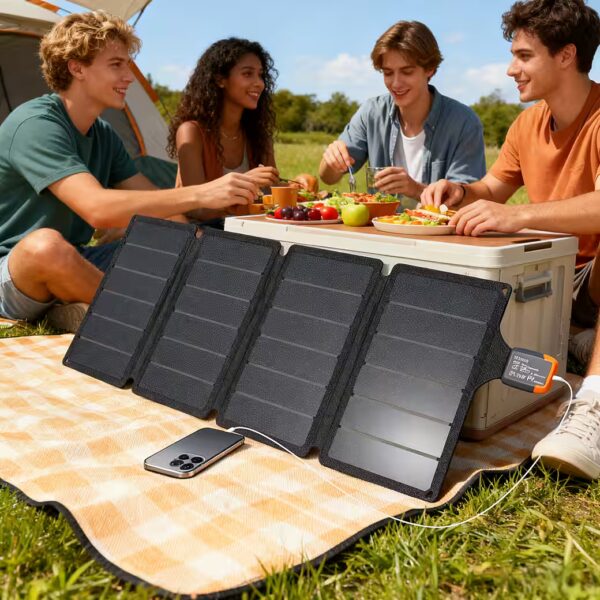Solar panel with carabiners