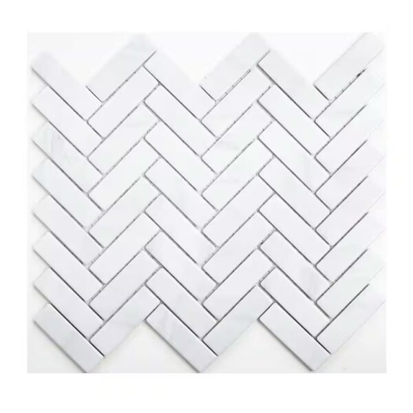 Mosaic tiles herringbone mosaic tile ceramic stone look white kitchen backsplash