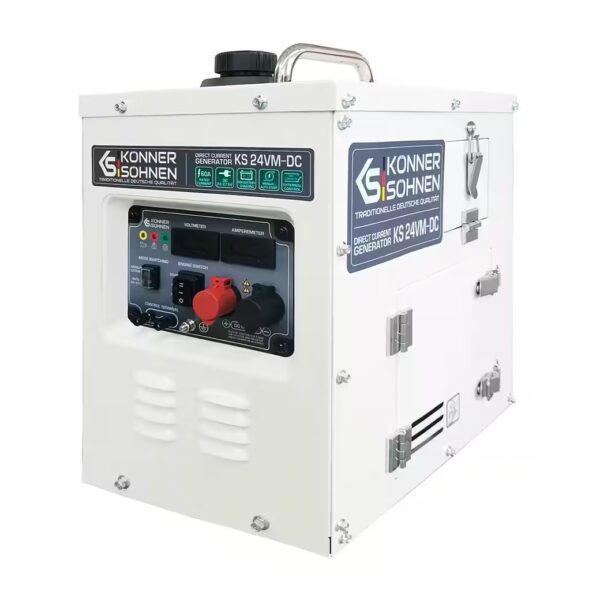 KS 24VM-DC generator (24V DC generator for solar systems and battery charging, 1-piece, 60A charging current, auto-start function, 8L tank, 24-27.5V), 24V direct current, auto mode, soundproofed, 69dB, Euro V