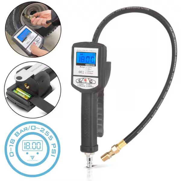 Digital tire inflation gauge, compressed air tire inflation gun DRP-18 ST