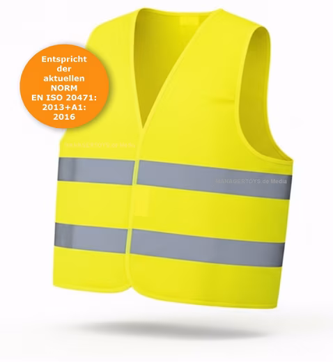 High-visibility vest emergency vest breakdown vest approved according to ISO standard first aid