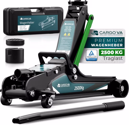 Hydraulic jack 2.5T incl. 2 rubber pads, TÜV certified
