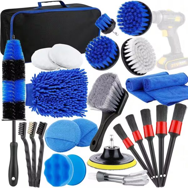 Car Wash Brush Car Cleaning Brush Set, 25-Piece, Car Detail Cleaning Brush Set