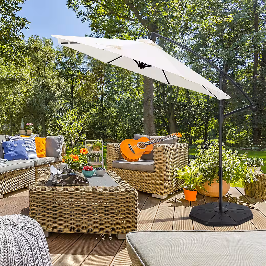 Plastic parasol stand, cantilever parasol stand with octagonal base plate, 60KG to 78KG - Image 2