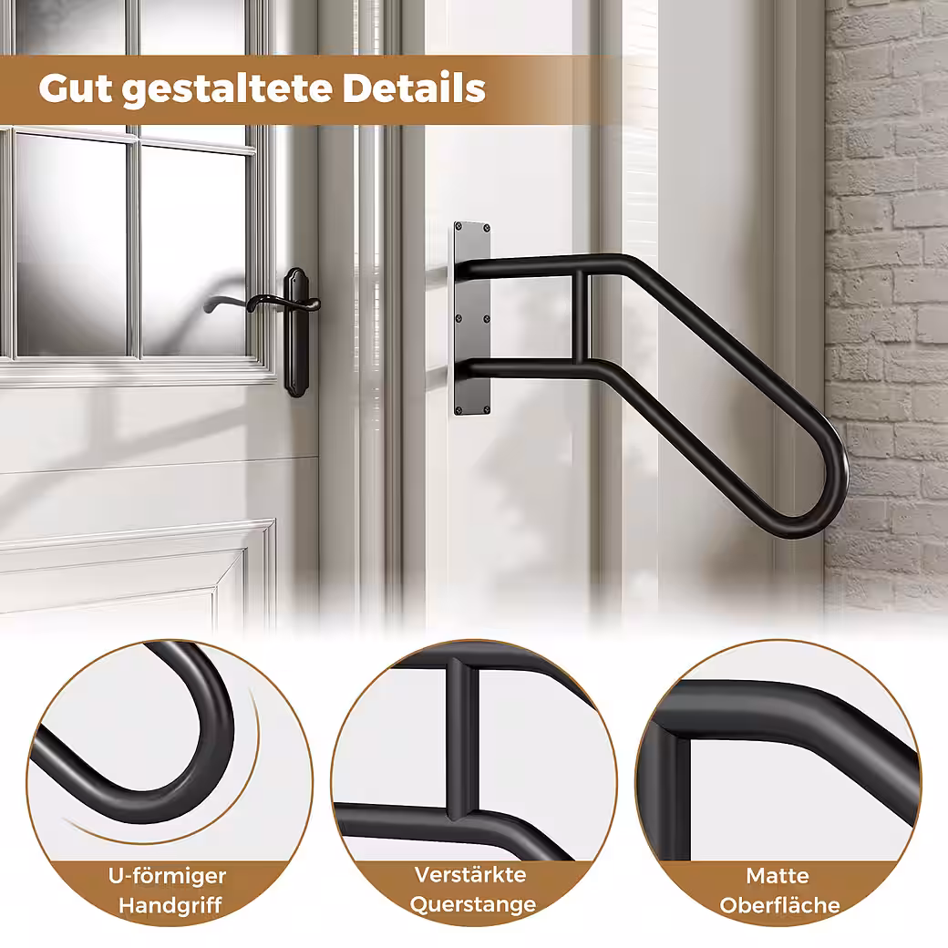 Stair railing 71 cm length, 8 cm height, U-shaped entrance railing - Image 2