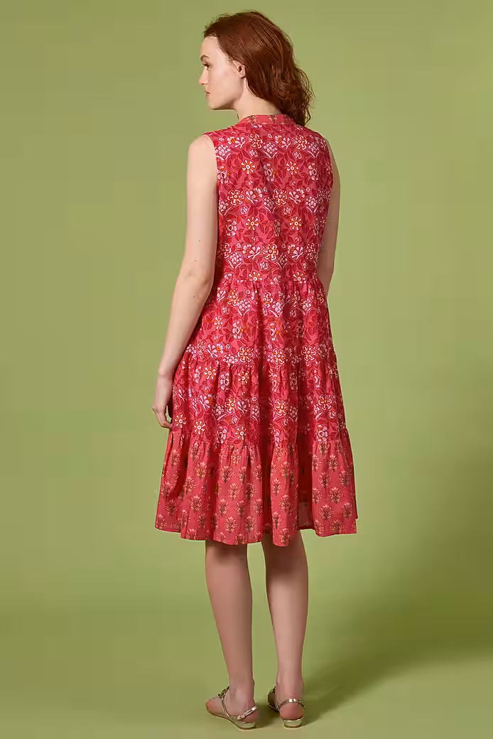 Summer dress, sleeveless midi dress with block print - women's dress made of organic cotton - Image 2
