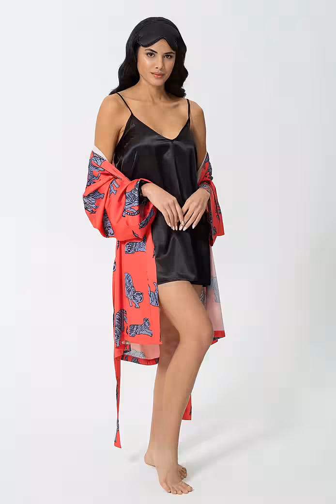 Nightgown 5-piece red satin nightgown set - Image 2