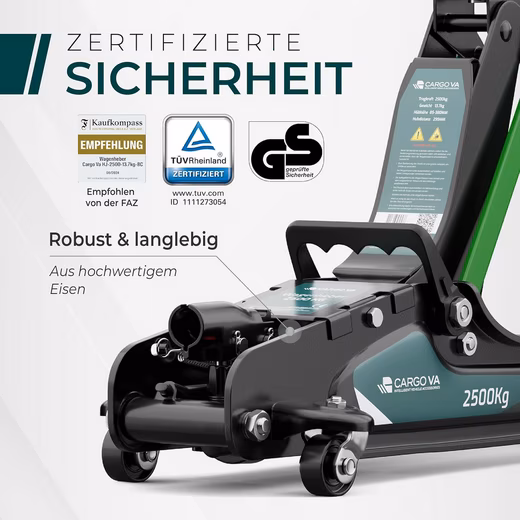 Hydraulic jack 2.5T incl. 2 rubber pads, TÜV certified - Image 2