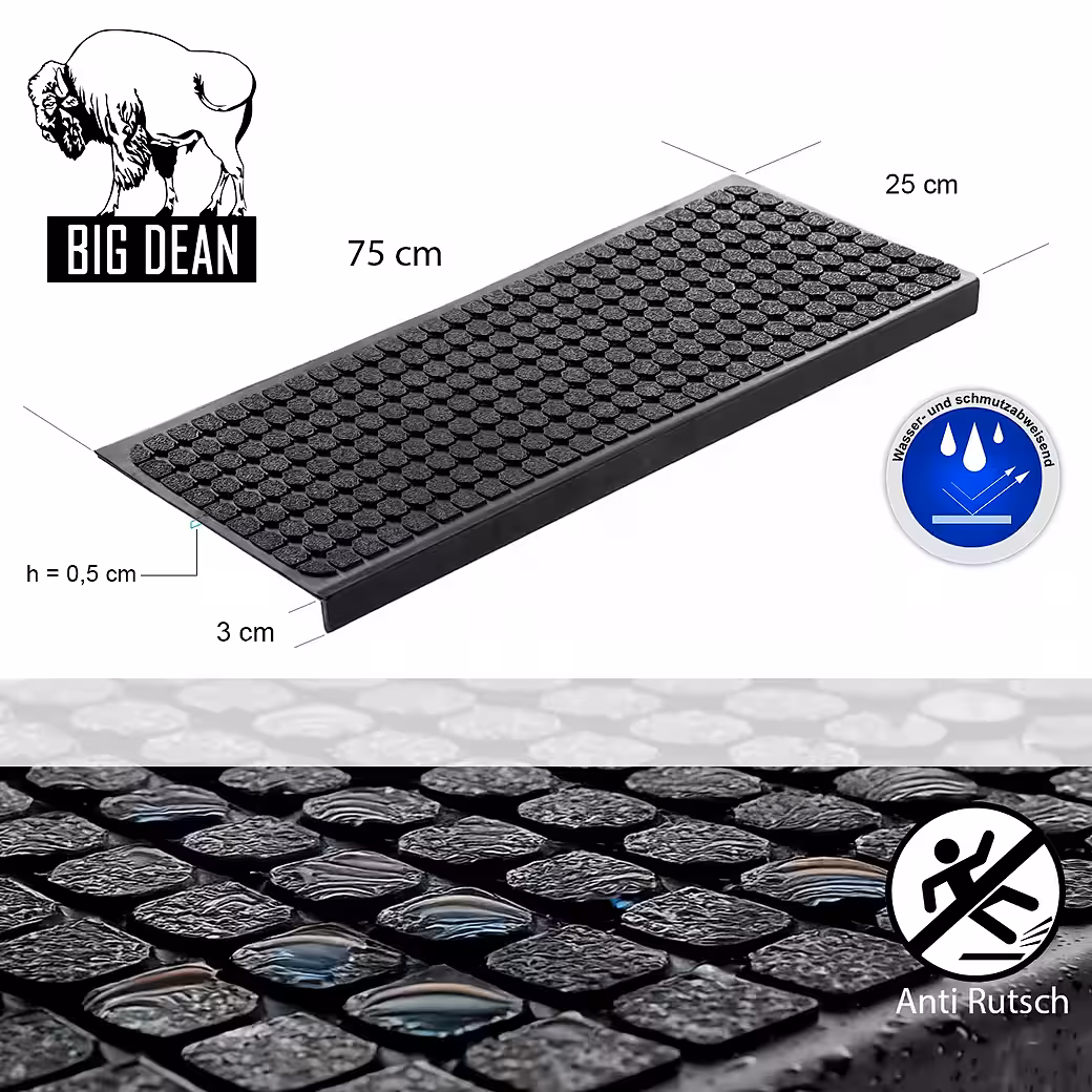 Stair mats, 10 pieces, rubber stair treads, 75 x 25 cm, anti-slip - Image 3